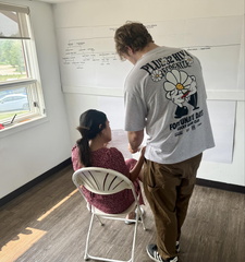 Gwen, Spencer working on Family Tree 2024